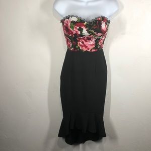 Charlotte Russe rose print strapless dress size xs